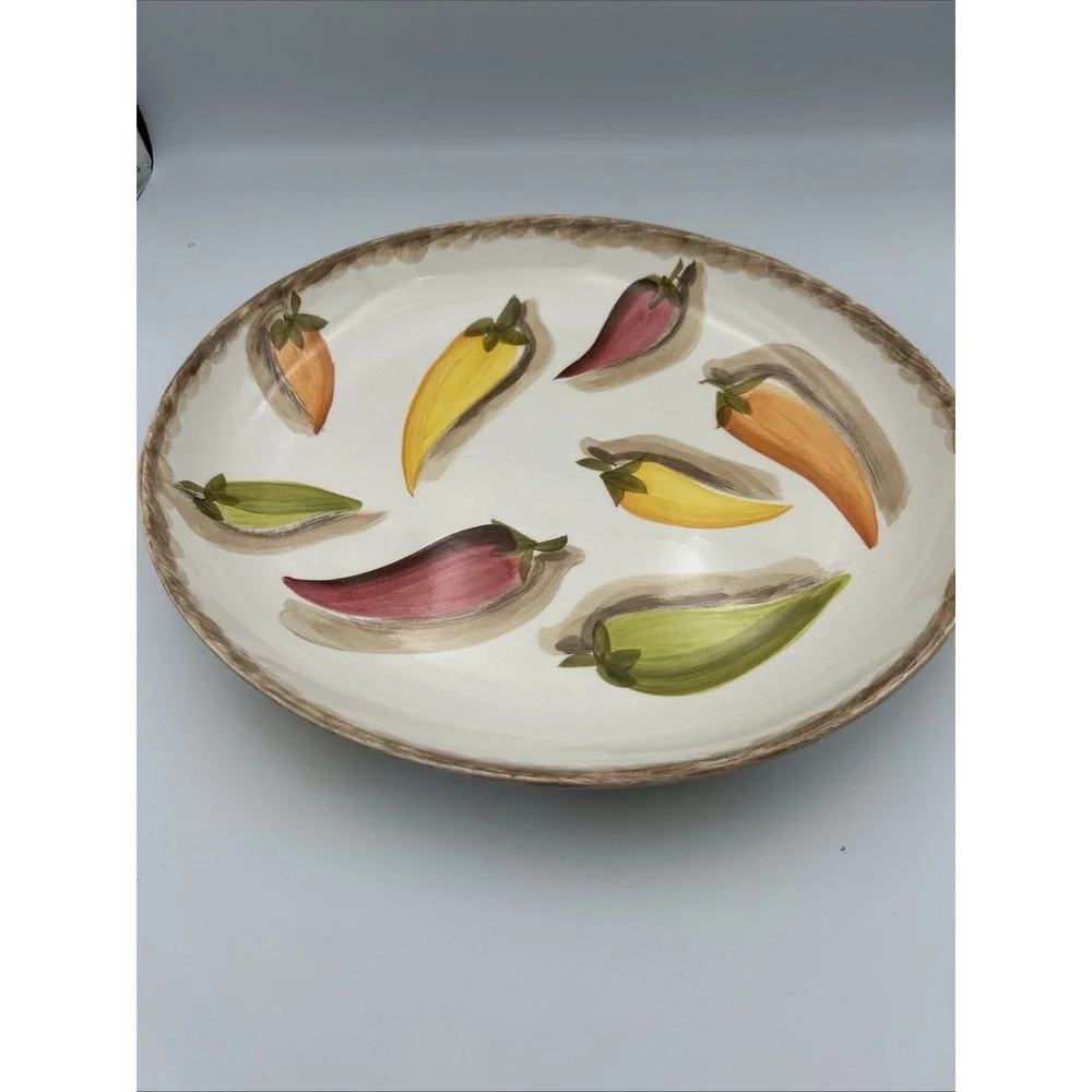 Santa fe Hand Painted Tabletops Unlimited Oval‎ Chili Pepper Platter 13x15